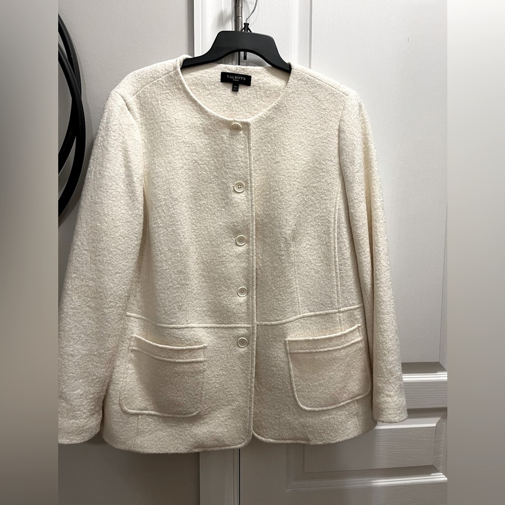 Talbots Cream Bouclé Pea Coat